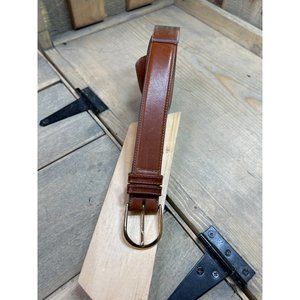 42/105 Tan Brown Leather Cashmere Cowhide Belt Gold buckle